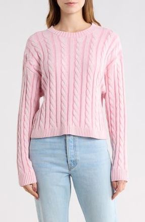 Abound Cable Crew Sweater in Pink Combo at Nordstrom Rack, Size X-Small