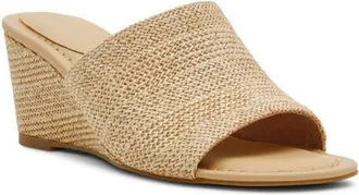 Anne Klein Charisma Wedge Slide Sandal in Natural Raffia at Nordstrom, Size 7.5