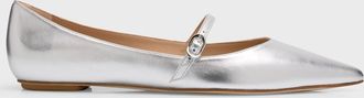Stuart Weitzman Emilia Metallic Mary Jane Ballerina Flats