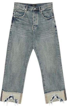 Purple Faded Distressed-cuff Jeans