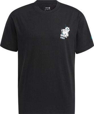 adidas Mens adidas neo Cartoon Character Printing Logo Round Neck Short Sleeve Black T-Shirt HD4623
