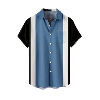 Generic Mens 50s Vintage Shirts Bowling Short Sleeve Tops Hawaiian Bowling Shirts for Men Short Sleeve Button Down Printed Beach Tops Short Sleeve Printed But