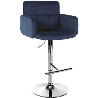 Clp Clp - Taburete De Bar Los Angeles En Terciopelo Azul Cromado
