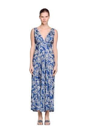 Sandro Floral print maxi dress in Blue /Ecru at Nordstrom, Size 34 Eu