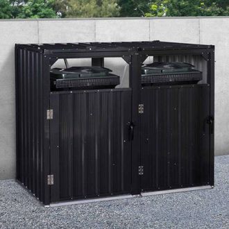 IDMarket Cubo De Basura Doble De Acero Gris Antracita