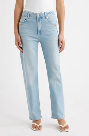Rails Topanga Floral Embroidered High Waist Straight Leg Jeans in Dainty Rose at Nordstrom, Size 24
