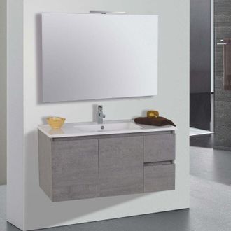 Mazzoni Mobile da Bagno Sospeso 100cm Mazzoni Maiorca Light 2+2 Grigio Cemento