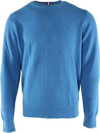Tommy Hilfiger Rondgebreide trui - Heren - Ronde hals truien - Blauw - L - Katoen - Truien & Vesten