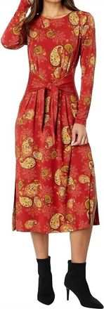 Johnny Was Paisley Lace Long Sleeve Tie Front Knit Dress In Multi