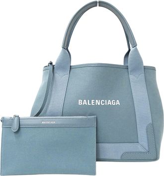 Balenciaga Light Blue Canvas Handbag Tote Bag (Pre-Owned)