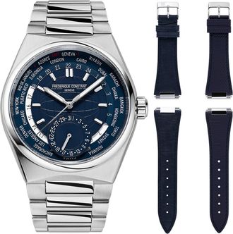 Frederique Constant Fr&eacute;d&eacute;rique Highlife Worldtimer Mens Silver Watch FC-718N4NH6B Stainless Steel (archived) - One Size