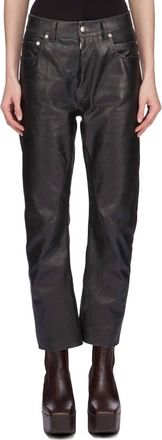 Rick Owens Pantaloni In Pelle Detroit Cut In Black