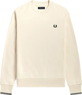 Fred Perry Ecru Sweater met Logo - Heren - Sweatshirts - Beige - XL - Katoen - Hoodies & sweatvesten
