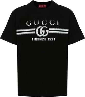Gucci Camiseta de algod&oacute;n con logo GG - Tops - Hombre - Negro - L
