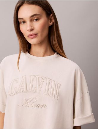 Calvin Klein Jeans Calvin Klein Womens Boxy Applique Logo Tee - White - XL