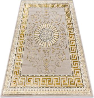 RugsX Rugsx - Bliss Z160az147 Alfombra Beige Obscuro / Dorado - Marco, Griego, Exclusivo, Estructural Yellow 120x170 Cm