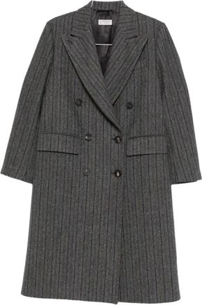 Alberto Biani Wool Double-Breasted Coat - Dames - Mantel - Grijs - 2XS - Wol - Jassen