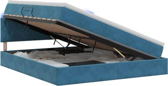 vidaXL Cama De Almacenamiento Led Con Colch&oacute;n Azul Oscuro 180 X 200 Cm Vidaxl