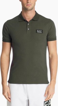 Armani Mens Armani Mens Polo Shirts Slim Fit Short Sleeve Cotton - Green - Size: 36