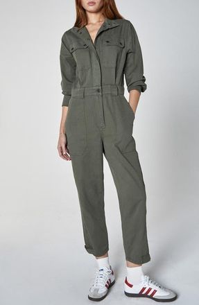 Unpublished Janna Long Sleeve Cotton Utility Jumpsuit in Kelp at Nordstrom, Size X-Small