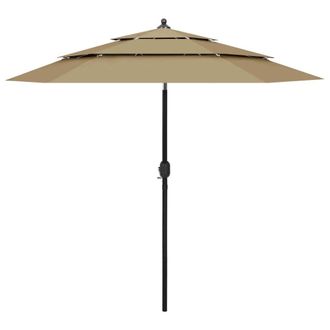 Berkfield Home 3-Tier Parasol with Aluminium Pole Taupe 2.5 m in Beige