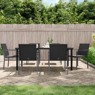 vidaXL Juego Comedor Jard&iacute;n 7 Piezas Y Cojines Rat&aacute;n Sint&eacute;tico Y Acero Vidaxl