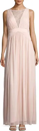 Adrianna Papell Tulle & Lace Gown In Blush