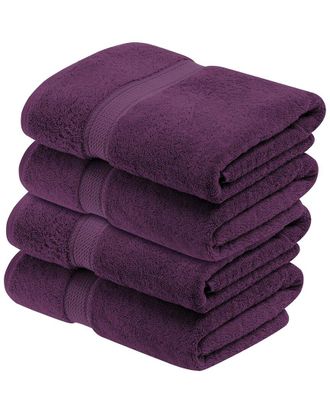 Superior Set Of 4 Egyptian Cotton Plush Heavyweight Absorbent Luxury Soft Bath Towels