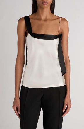 Tom Ford Tuxedo Band Silk Satin Camisole in Off White/Black at Nordstrom, Size 12 Us