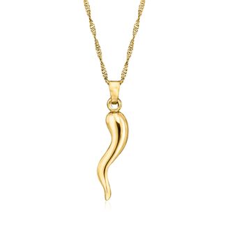 Ross-Simons 18kt Gold Over Sterling Italian Horn Pendant Necklace