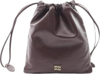 Miu Miu Pre-owned Bucket Bags, female, Brown, Size: ONE SIZE Pre-owned Leather Pouch