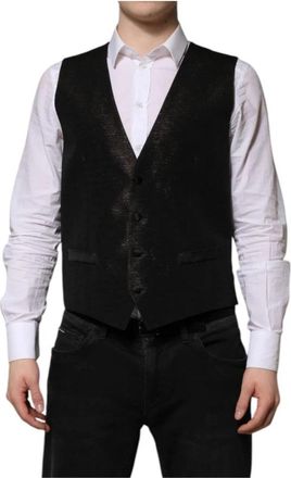 Dolce & Gabbana Donkerbruin Formeel Vest - Heren - Gillet - Bruin - L - Polyester - Kostuums