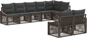 vidaXL Conjunto De Sof&aacute;s De Jard&iacute;n 8 Uds. Gris Rat&aacute;n Sint&eacute;tico Vidaxl