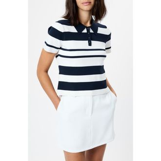 French Connection Maxime Stripe Polo in Summer White-Marine at Nordstrom, Size X-Large