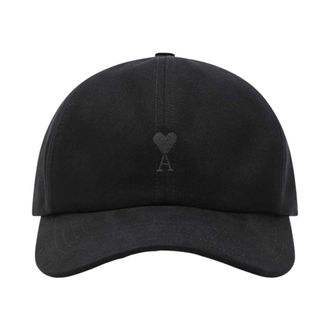 Ami Zwarte Katoenen Zonneklep Hoed - Heren - Petten - Zwart - ONE Size - Katoen - Accessoires