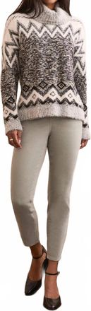 Tribal Fuzzy Yarn Sweater In Black Multi