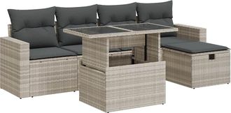 vidaXL Vidaxl - Set Divano Da Giardino 6pz Con Cuscini Grigio Chiaro Polyrattan