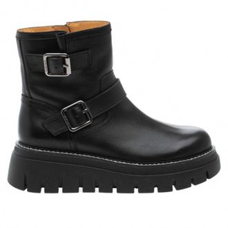 J/Slides Texas Leather Moto Boot In Black