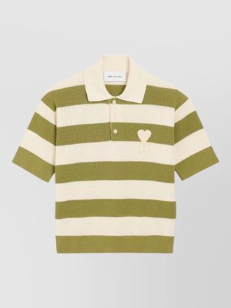 Ami de coeur striped polo shirt embroidery