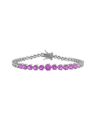 Rina Limor Silver 8.39 ct. tw. Lab-Grown Pink And White Sapphire Graduated Tennis Bracelet