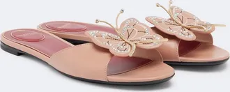 Valentino Garavani Flutterby embellished leather slides