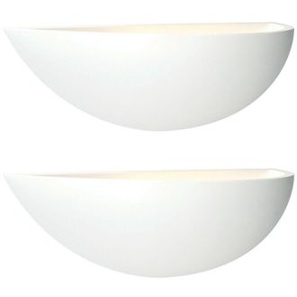Loops 2 PACK Dimmable LED Wall Light Primed White (ready to paint) Up Lighting Bowl
