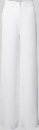 Max Mara Straight Leg Stoffhose aus Viskose-Leinen-Mix Modell VICARIO in Weiss, Größe 36