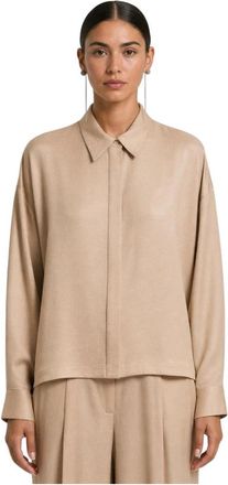 PESERICO Blouse met bladerkraag - Dames - Overhemden - Beige - S - Overhemden
