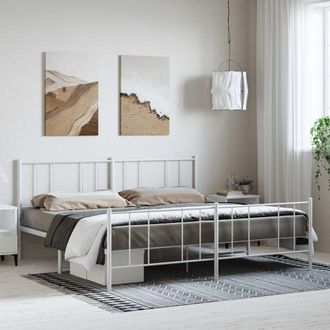 vidaXL Estructura Cama Sin Colch&oacute;n Con Estribo Metal Blanco 193x203 Cm Vidaxl