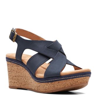 Clarks Womens Rose Way Wedge Sandal, black, 3 UK