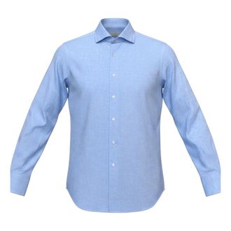 Xacus Formal Shirts, male, Blue, Size: 2XL Hemd aus Baumwolle-Leinen-Mix
