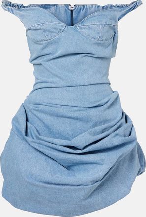 Magda Butrym Gathered off-shoulder denim minidress