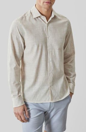 Robert Barakett Junpeli Cotton & Linen Blend Button-Up Shirt in String at Nordstrom, Size Xx-Large