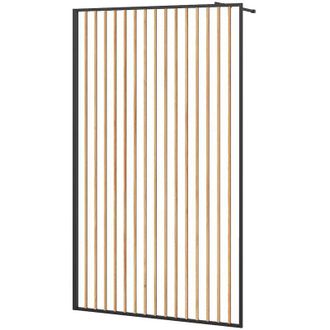 Vente-Unique Parete da doccia walk-in in Alluminio 120 x 200 cm Effetto legno e Nero opaco - TOPEKA